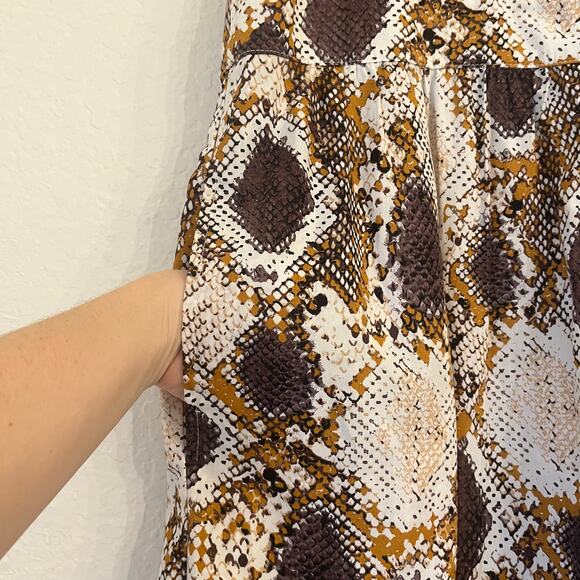 NWT Anthropologie Maeve Snake Print Maxi Dress Size 12 Brown Tan Button Front - Picture 4 of 15